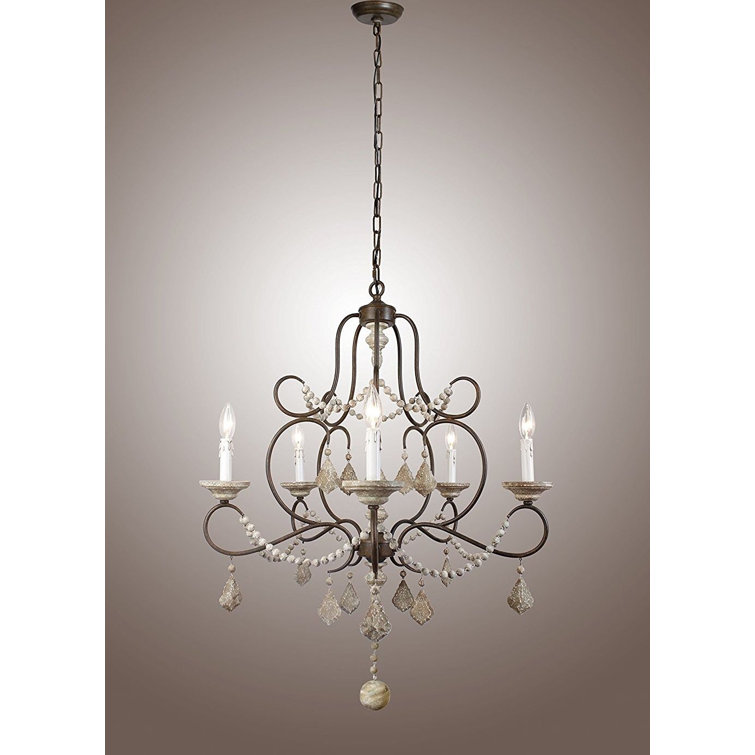 Ophelia & Co. Lecenta 5 Light Wood Empire Chandelier Wayfair Canada
